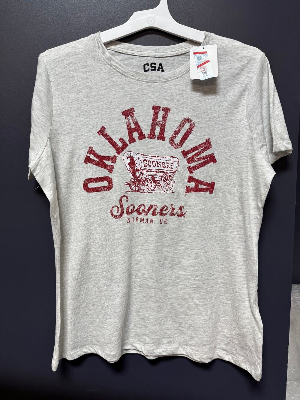 Ladies NCAA Oklahoma Sooners Oatmeal Heather Crew T-Shirt - Large